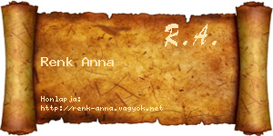 Renk Anna névjegykártya